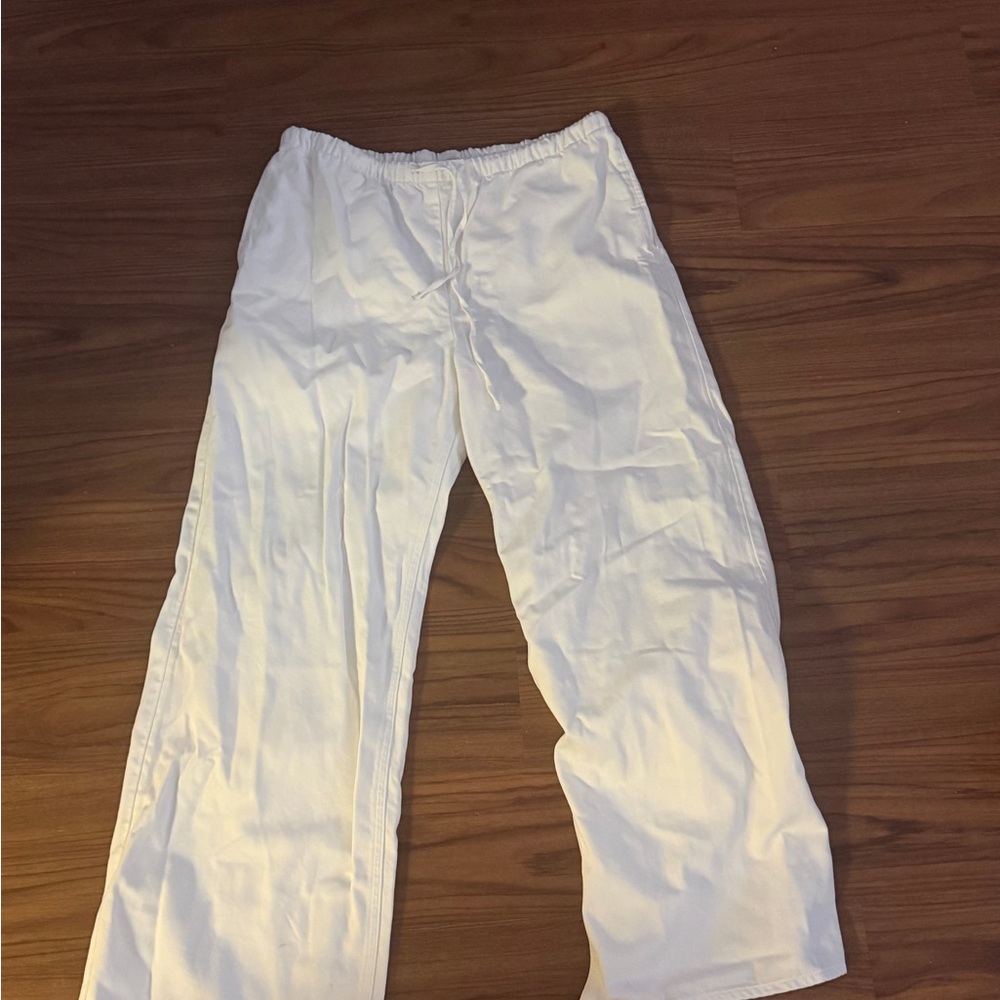 Zara low rise white jeans